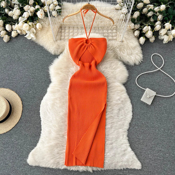 YuooMuoo Chic Fashion Sexy Package Hips Split Knitted Summer Dress 2025