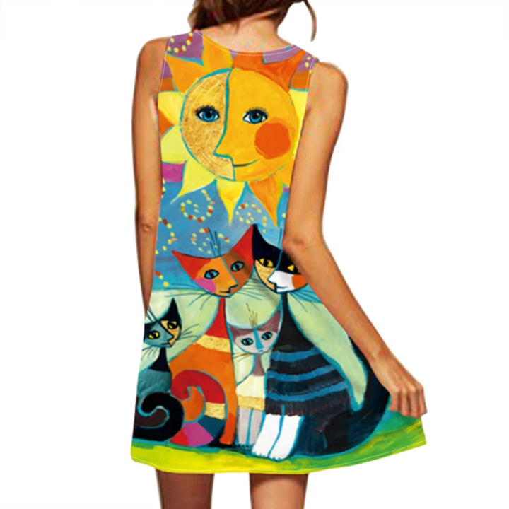 2024 European & American Bohemian V-Neck Sleeveless Printed Dress
